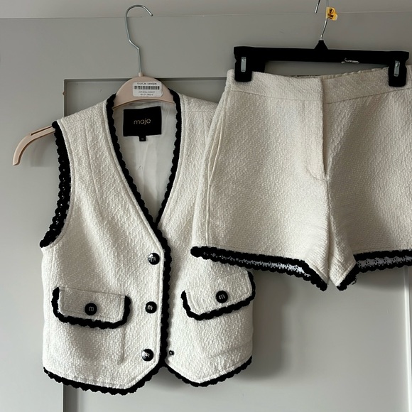 Maje Tweed blue trimmed set - Picture 1 of 7